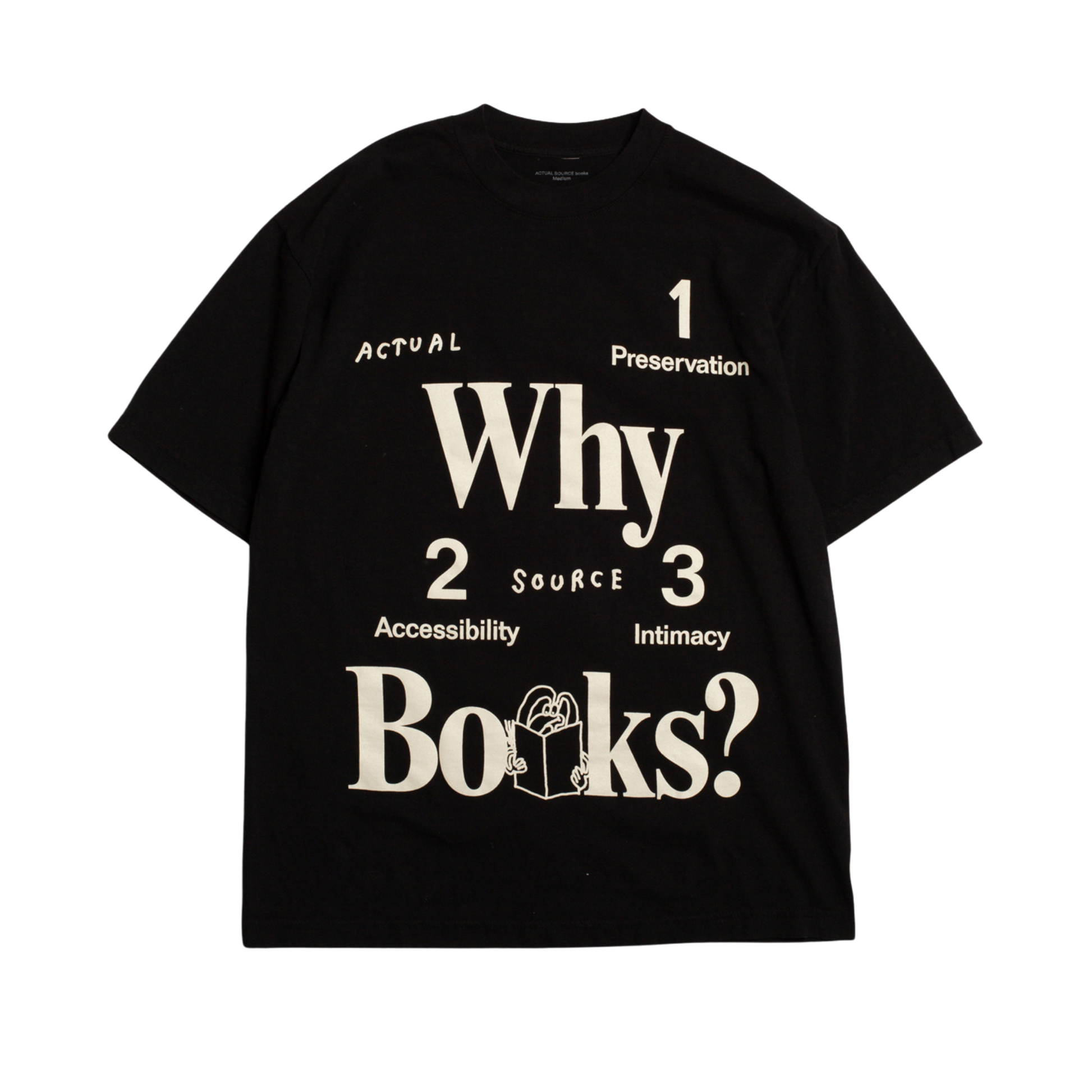 Actual Source Why Books? T-Shirt - Black