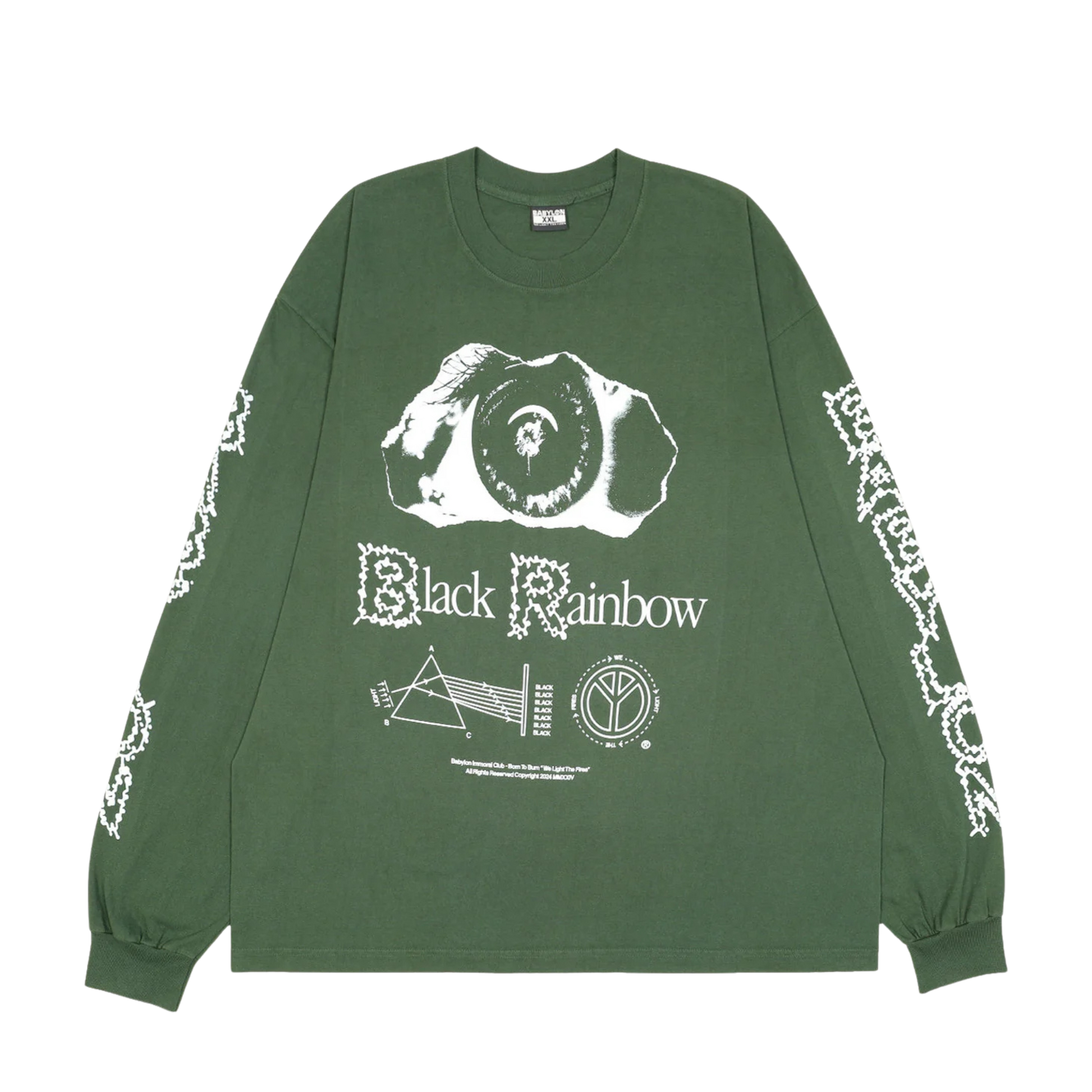 Babylon Black Rainbow Long Sleeve T-Shirt - Green