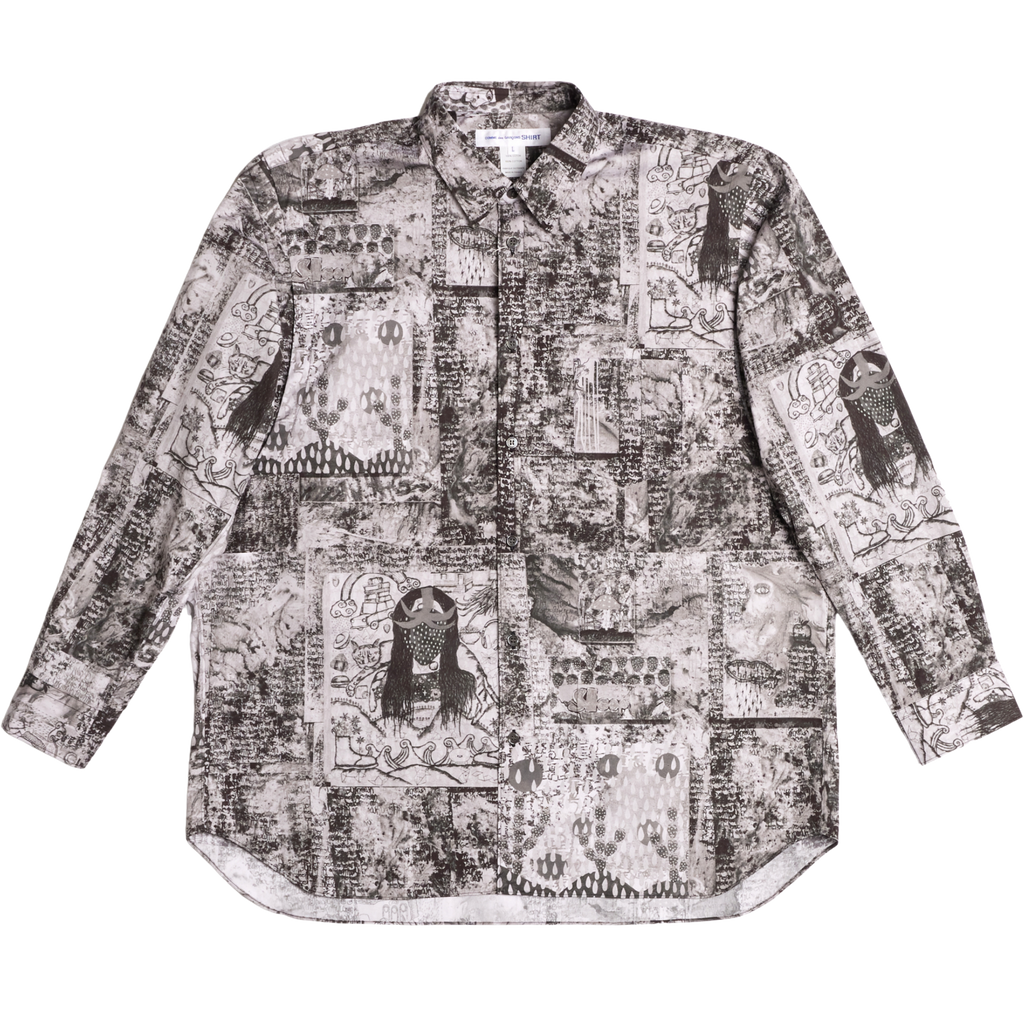 COMME des GARÇONS Men's Woven Graphic Print Long-Sleeve Shirt