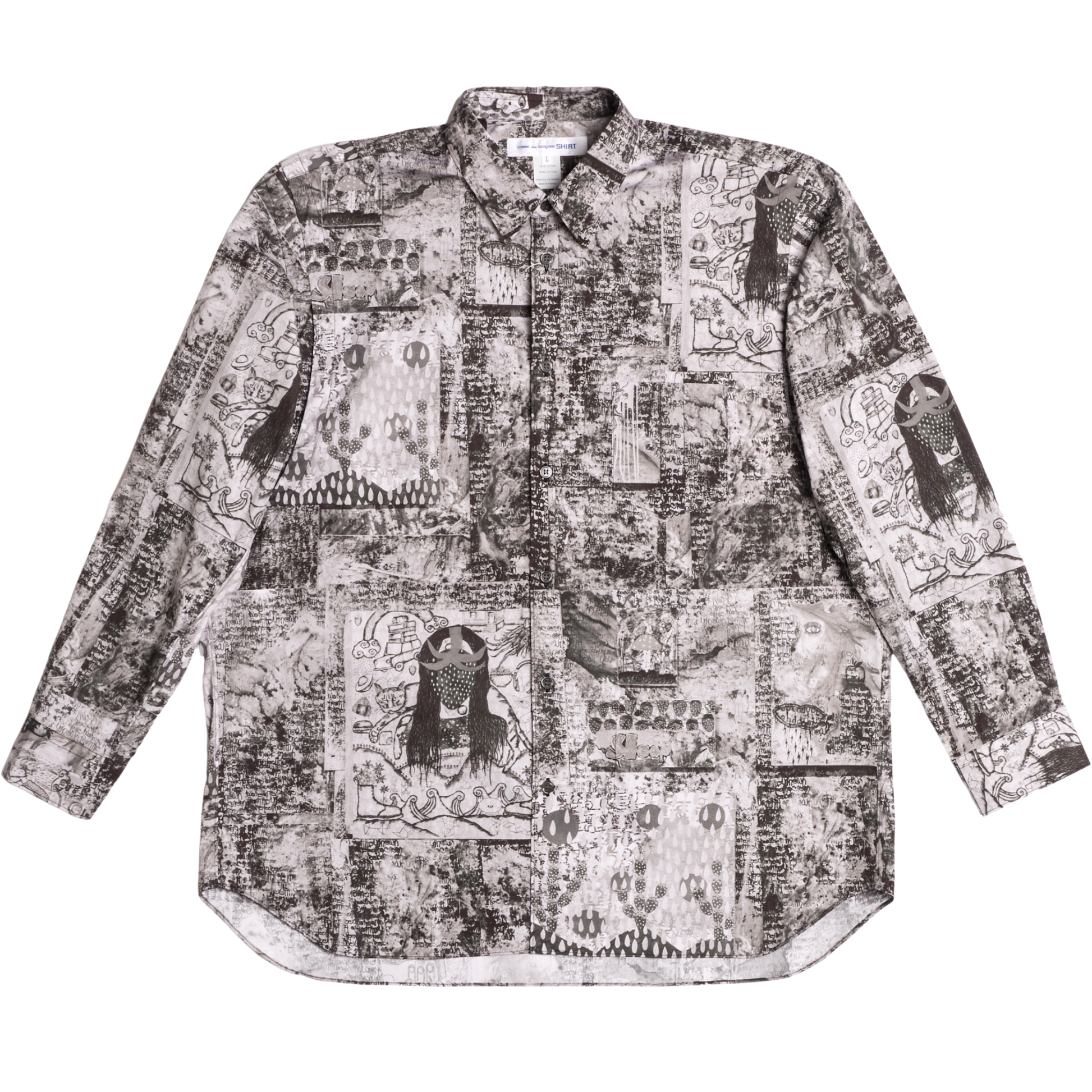 COMME des GARÇONS Men's Woven Graphic Print Long-Sleeve Shirt