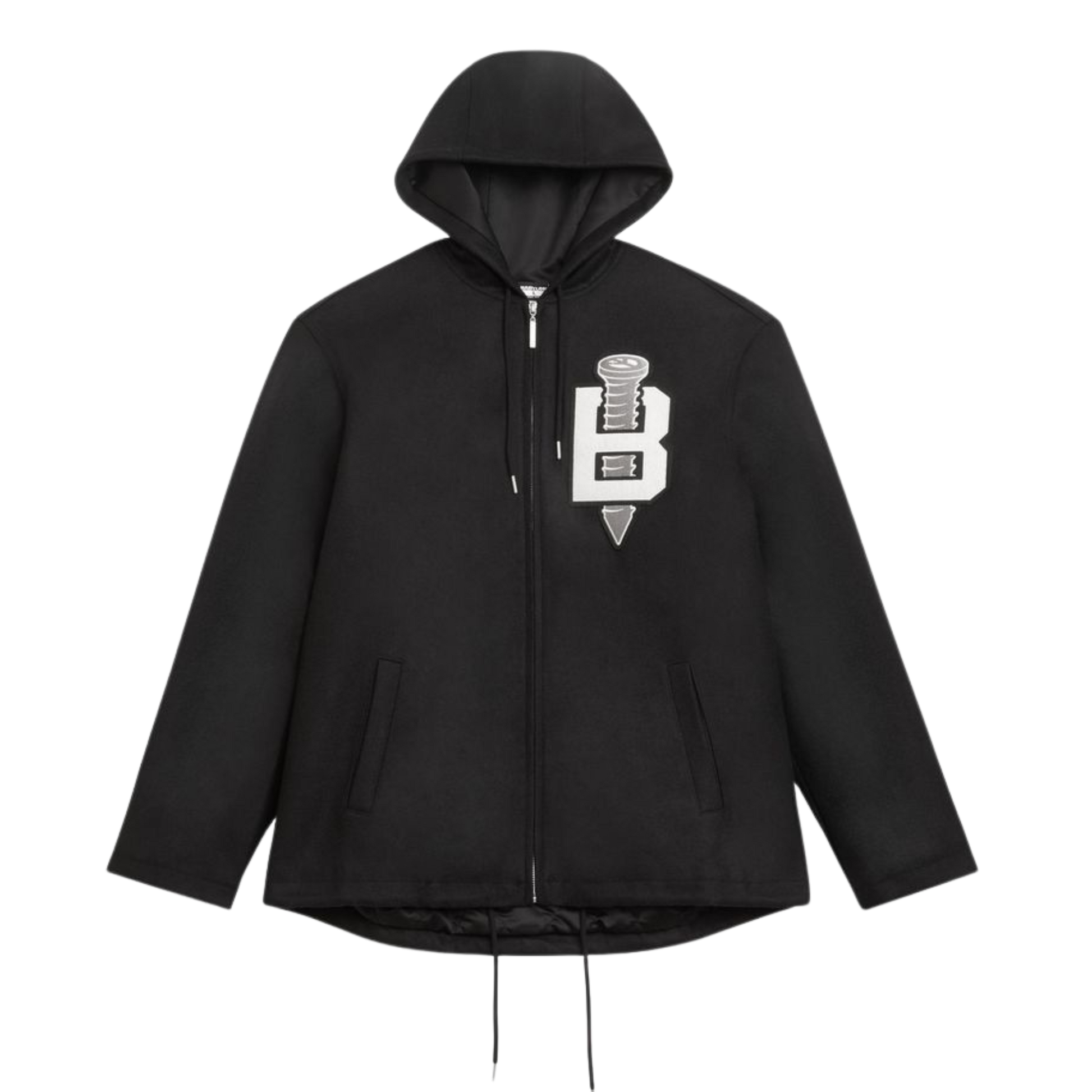 Babylon Wool Zip Hooded Jacket - Jet Black