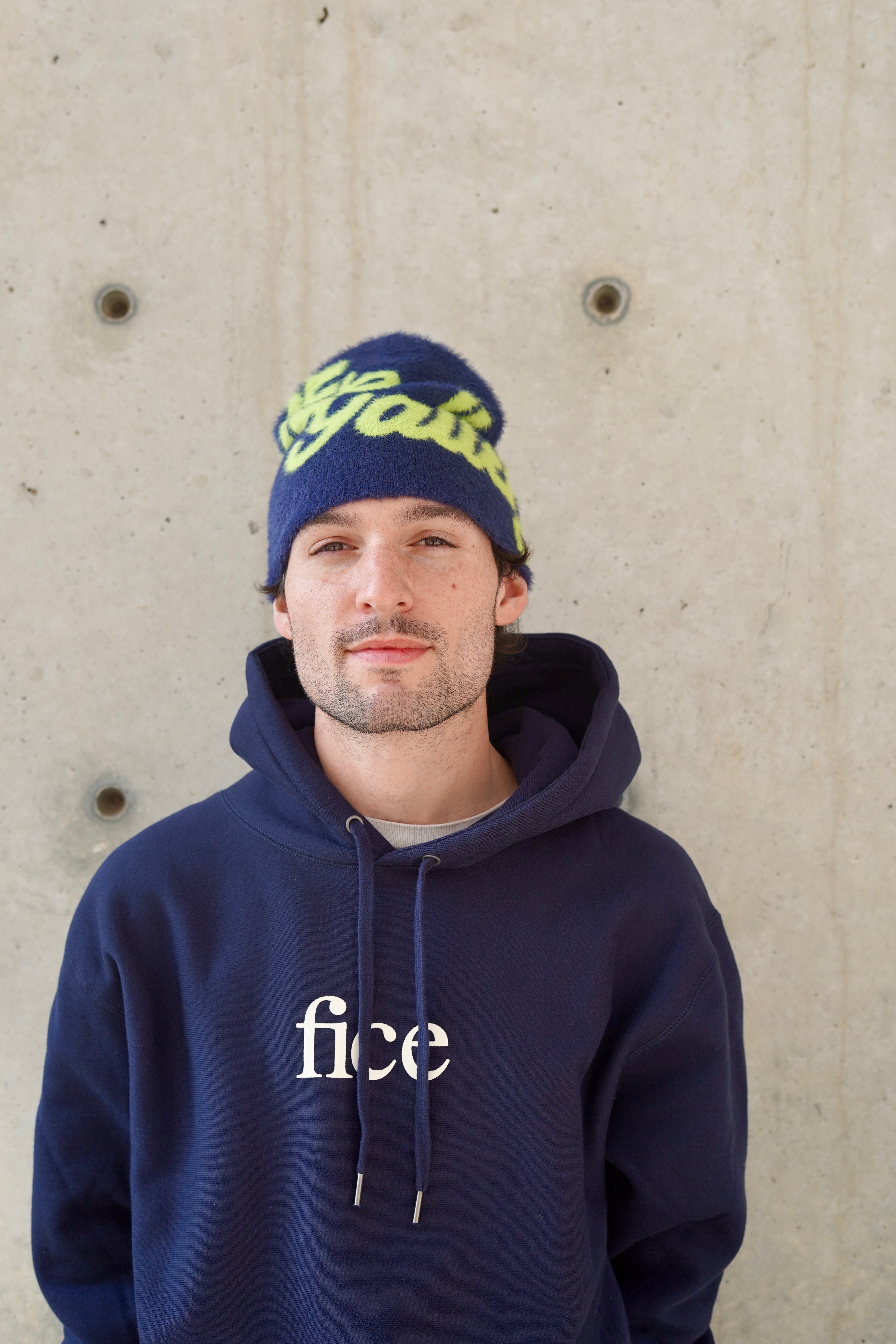 FICE Premium Mohair Beanie - Navy/Green – ficegallery