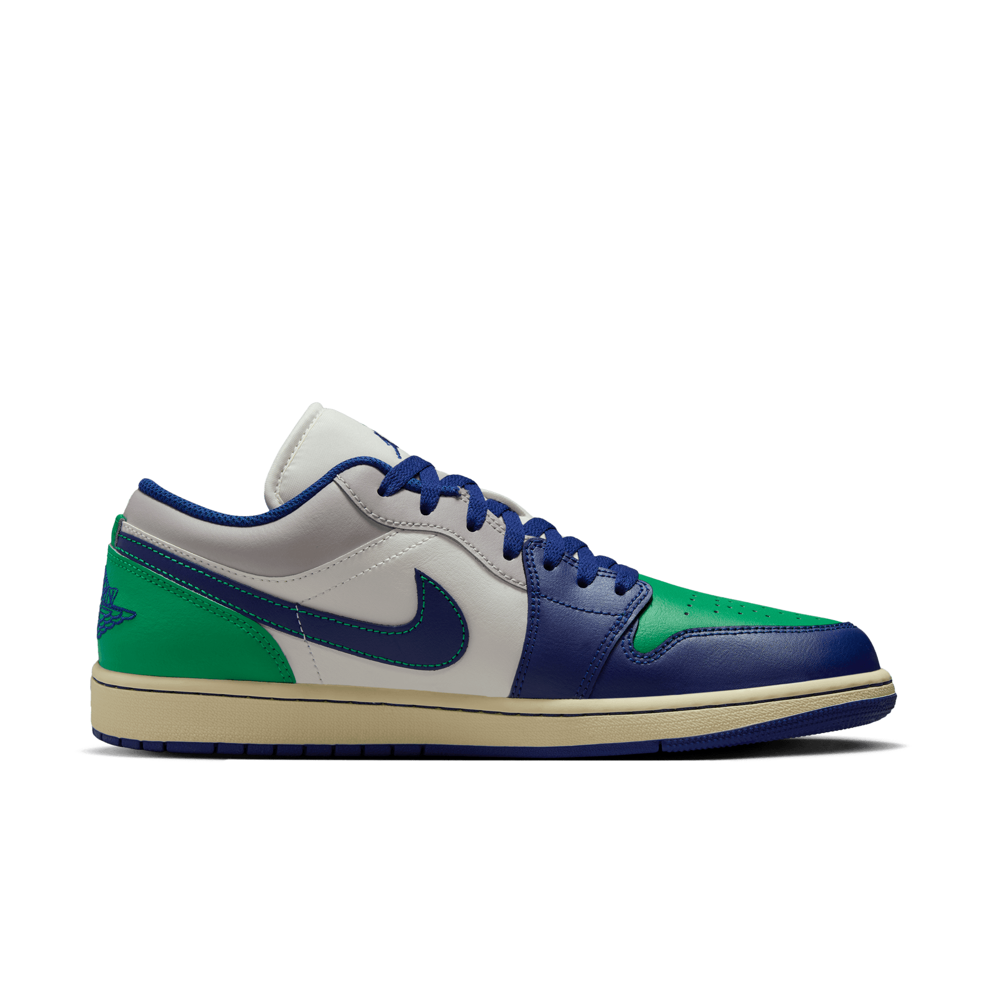 Men's Air Jordan 1 Low "Rare Air" - Sail/Deep Roya Blue/Stadium Green