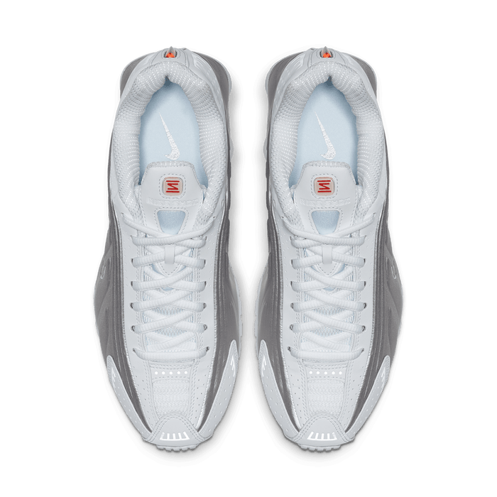 Women's Nike Shox R4 - White/White/Metallic Silver/Max Orange