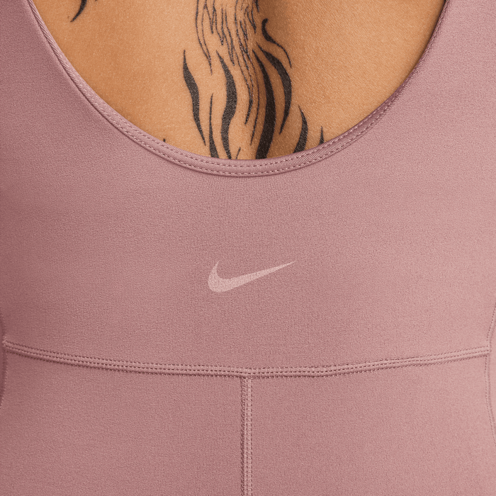 Nike Women's Zenvy Dri-FIT Short Bodysuit - Smokey Mauve/White