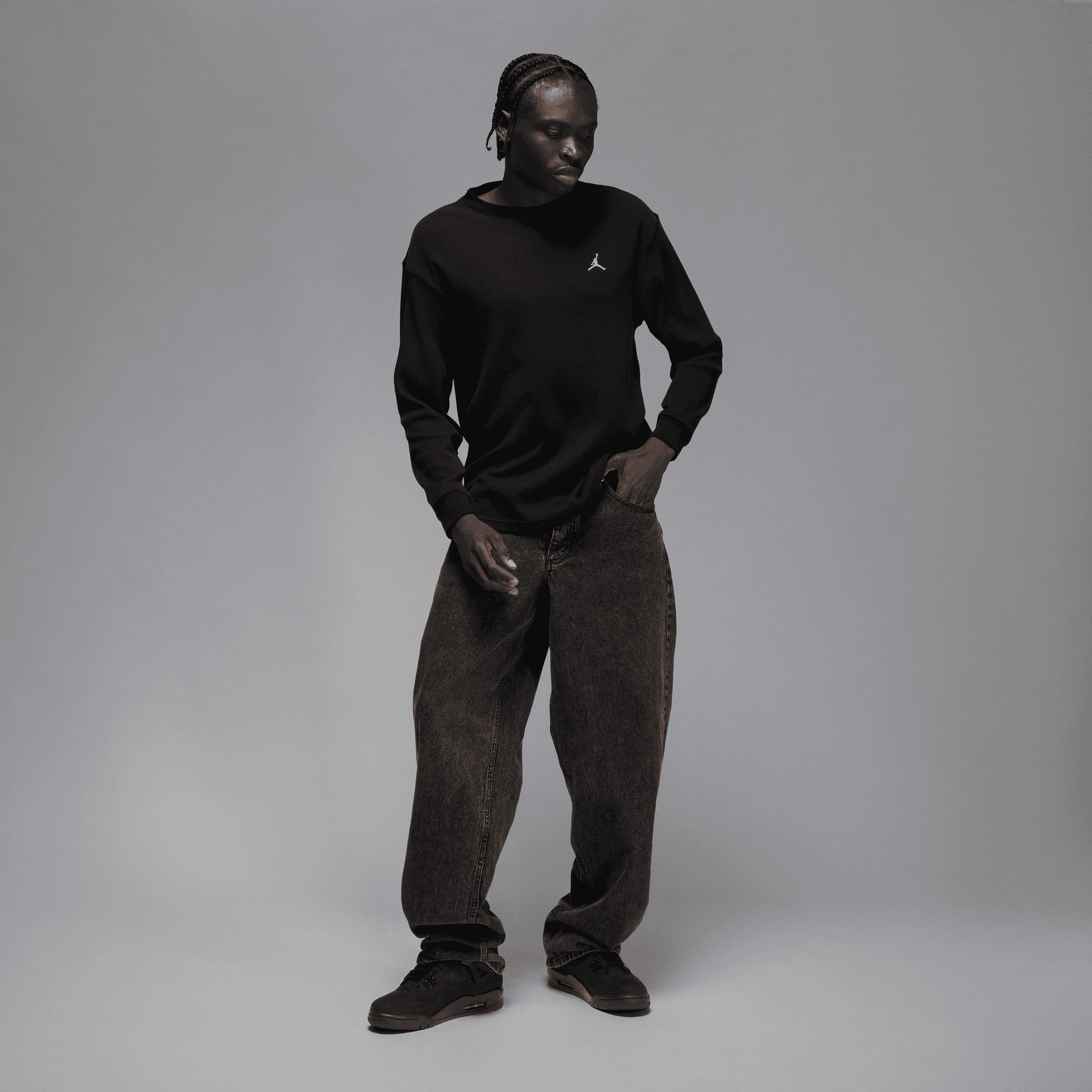 Men's Air Jordan 4 Retro "Black Cat" - Black/Black/Lt Graphite