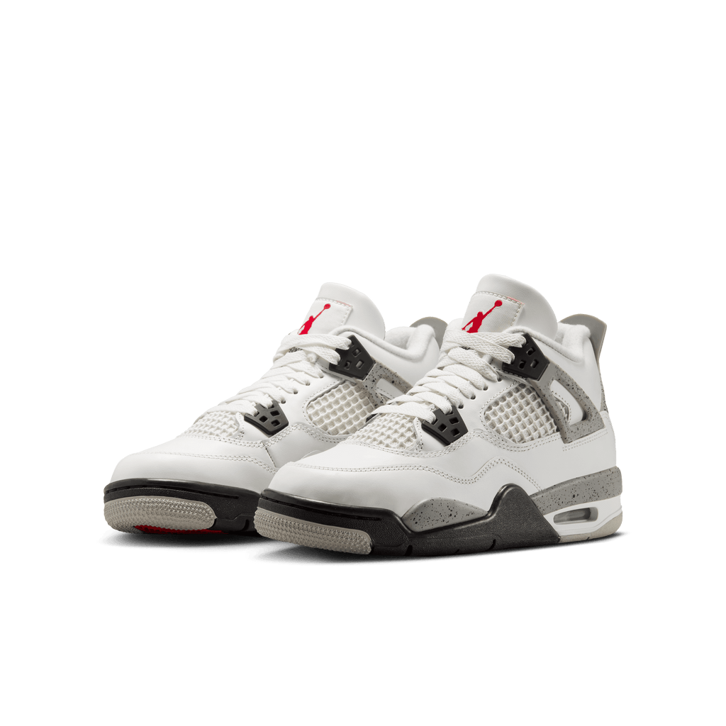 Gradeschool Jordan 4 Retro 'White Cement' (GS) - Summit White/Cement Grey/Black Fire Red