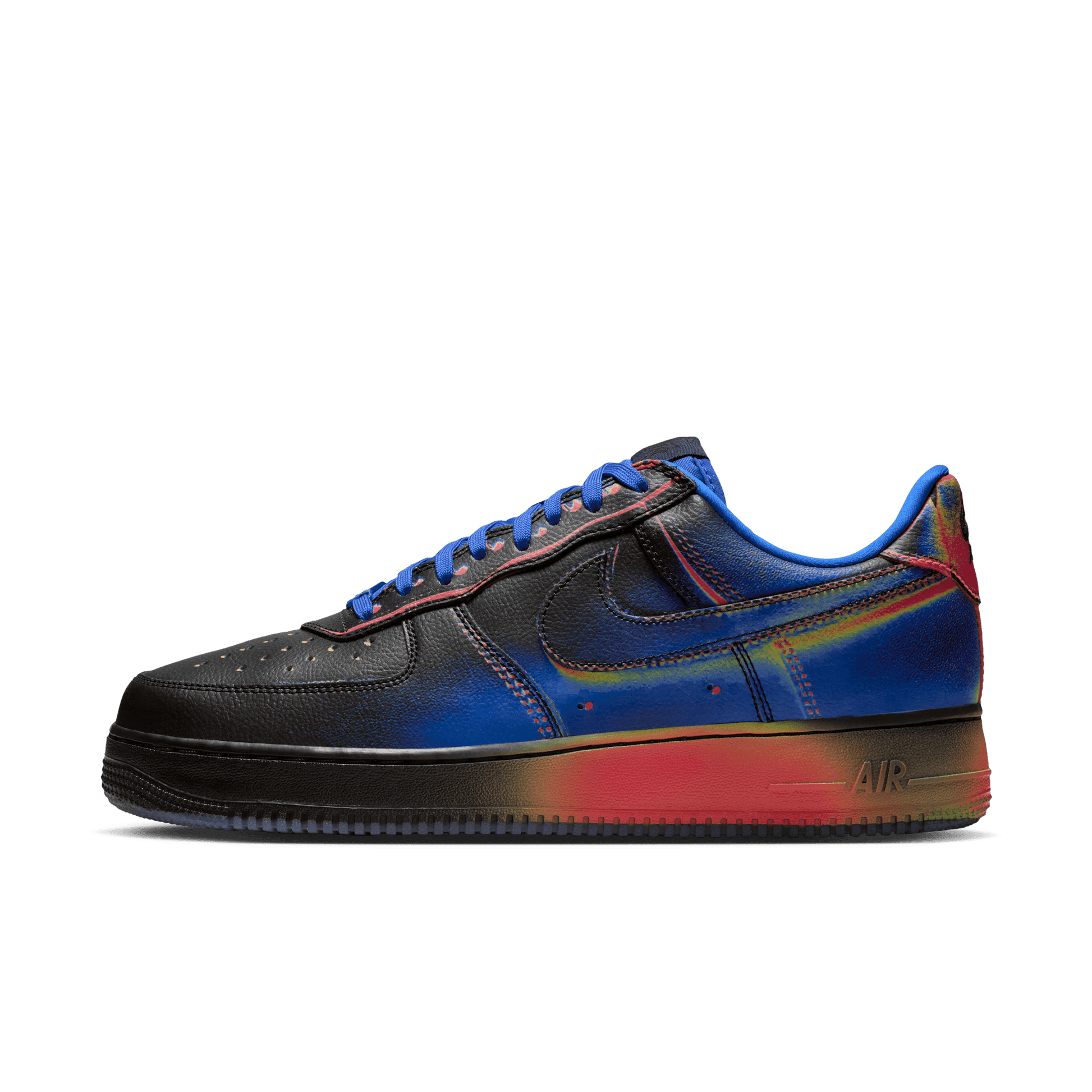 Men's Nike Air Force 1 Low Retro "Heat Map" - Black/Racer Blue/Volt Ice/Bright Crimson