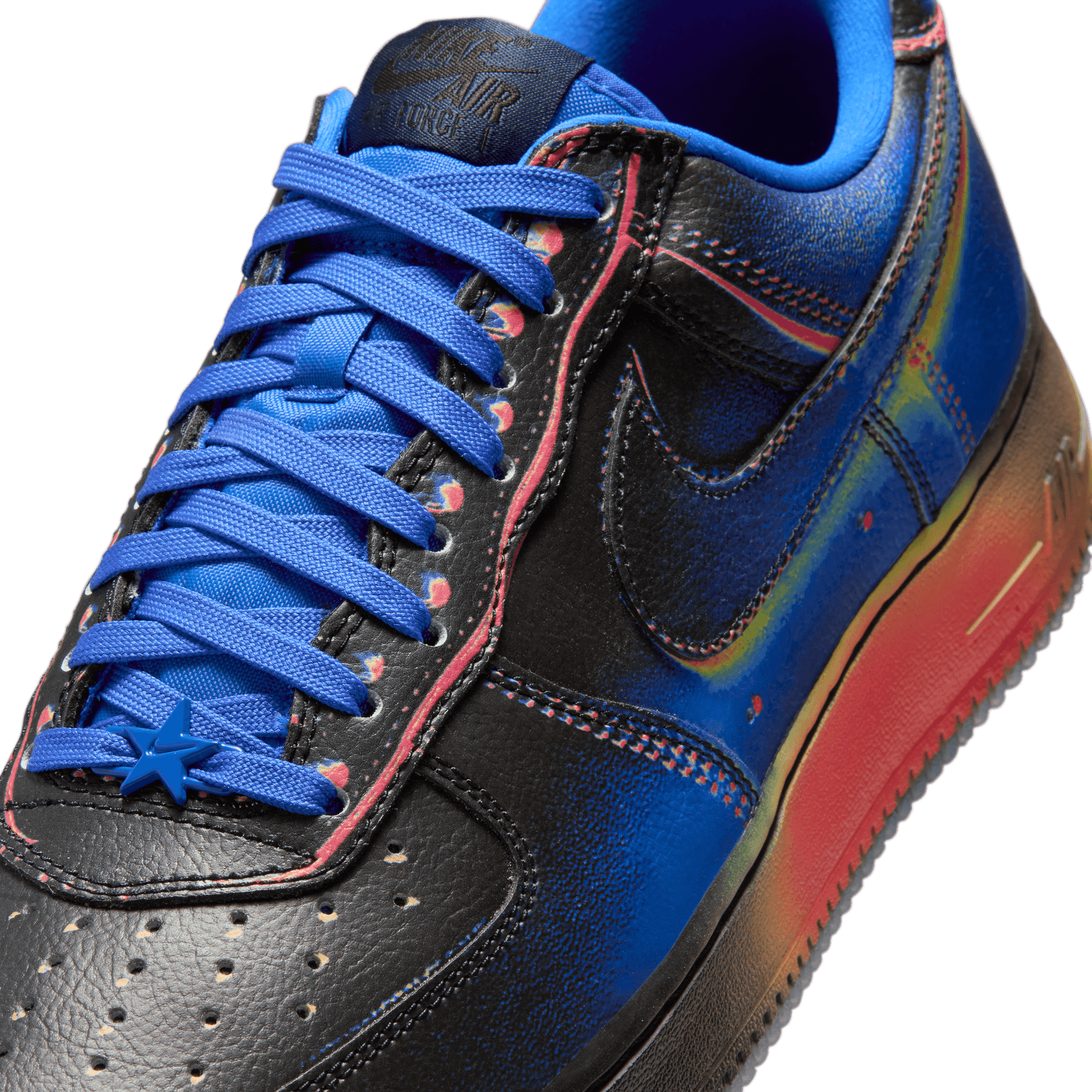 Men's Nike Air Force 1 Low Retro "Heat Map" - Black/Racer Blue/Volt Ice/Bright Crimson