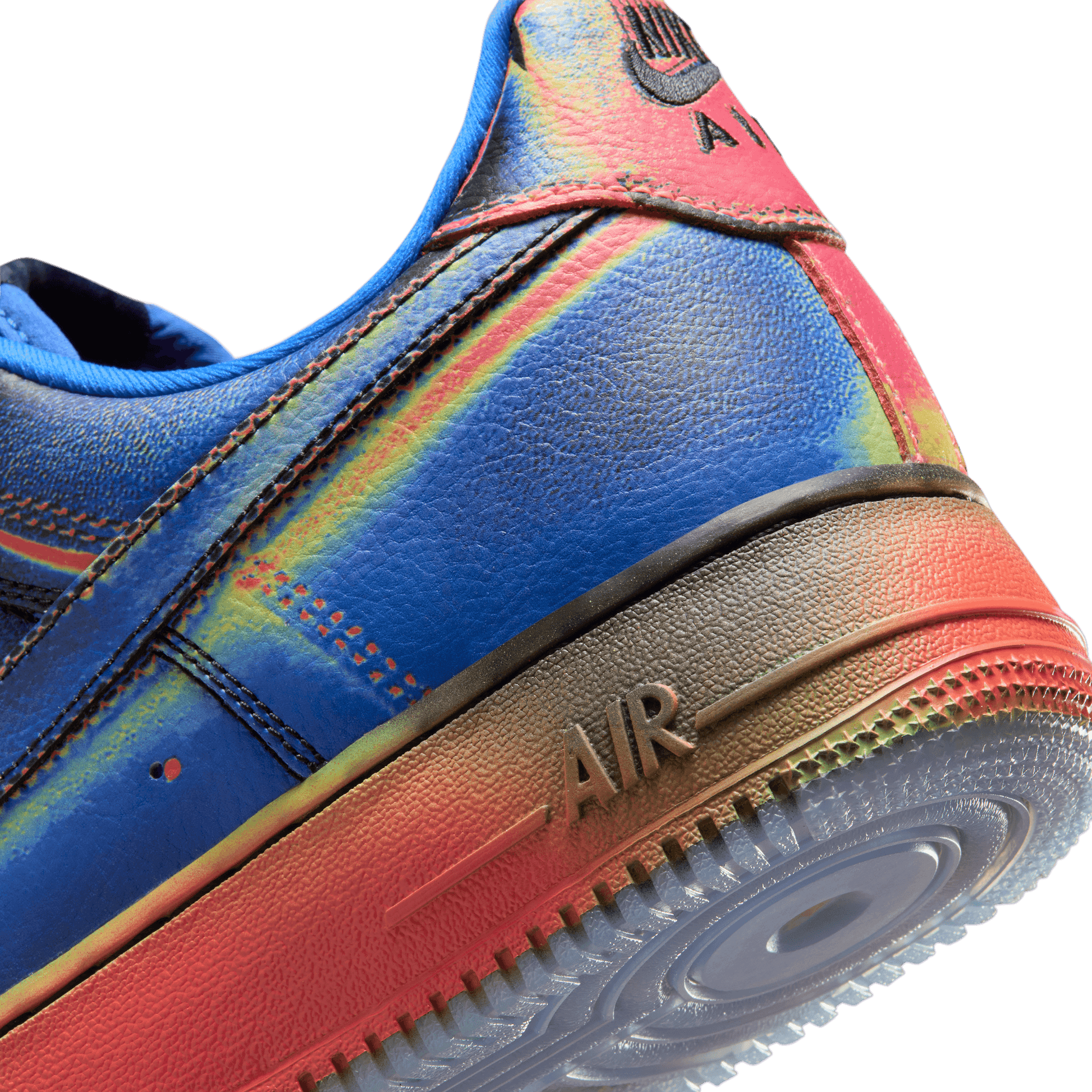 Men's Nike Air Force 1 Low Retro "Heat Map" - Black/Racer Blue/Volt Ice/Bright Crimson