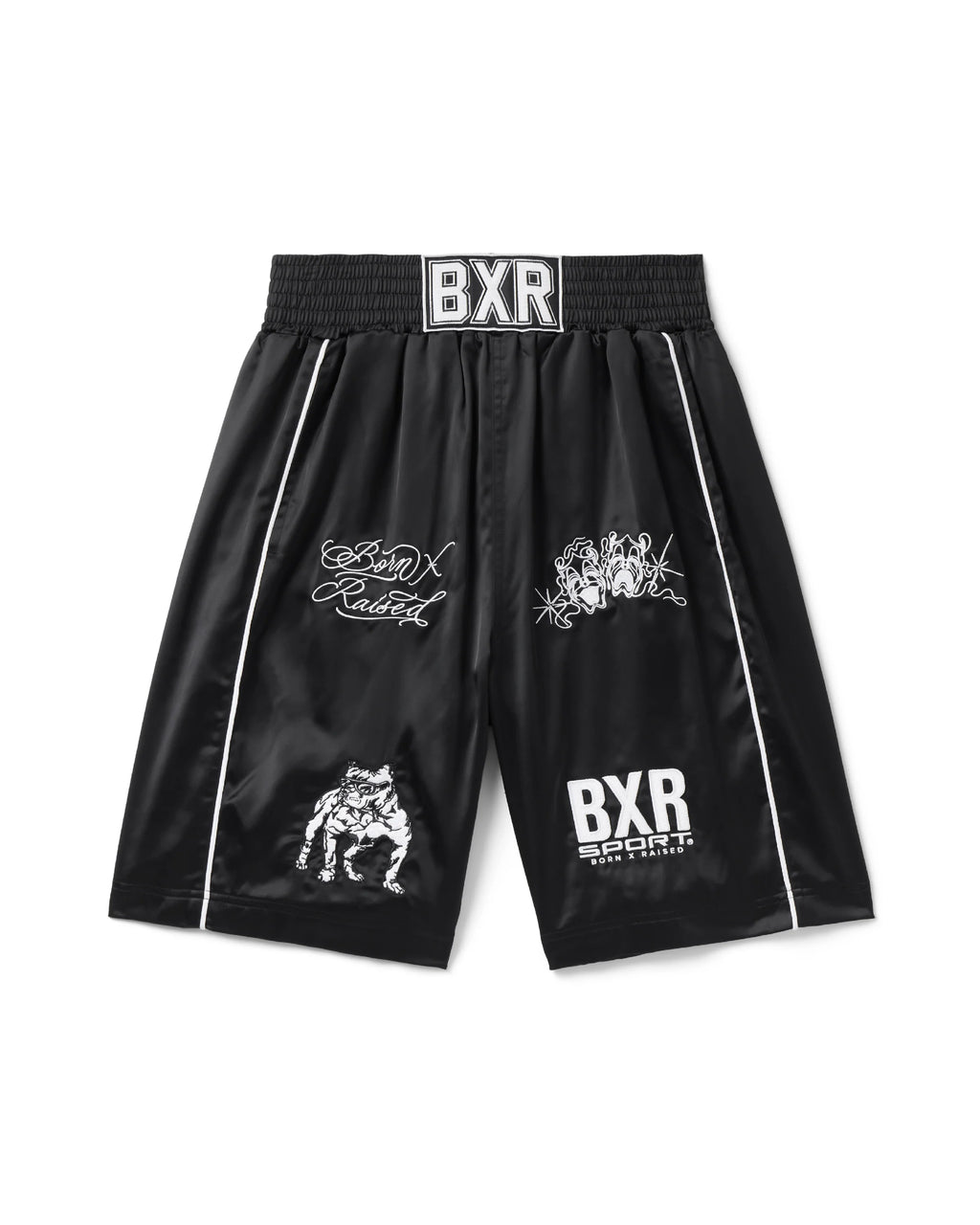 Born X Raised Satin Boxing Trunks - Black