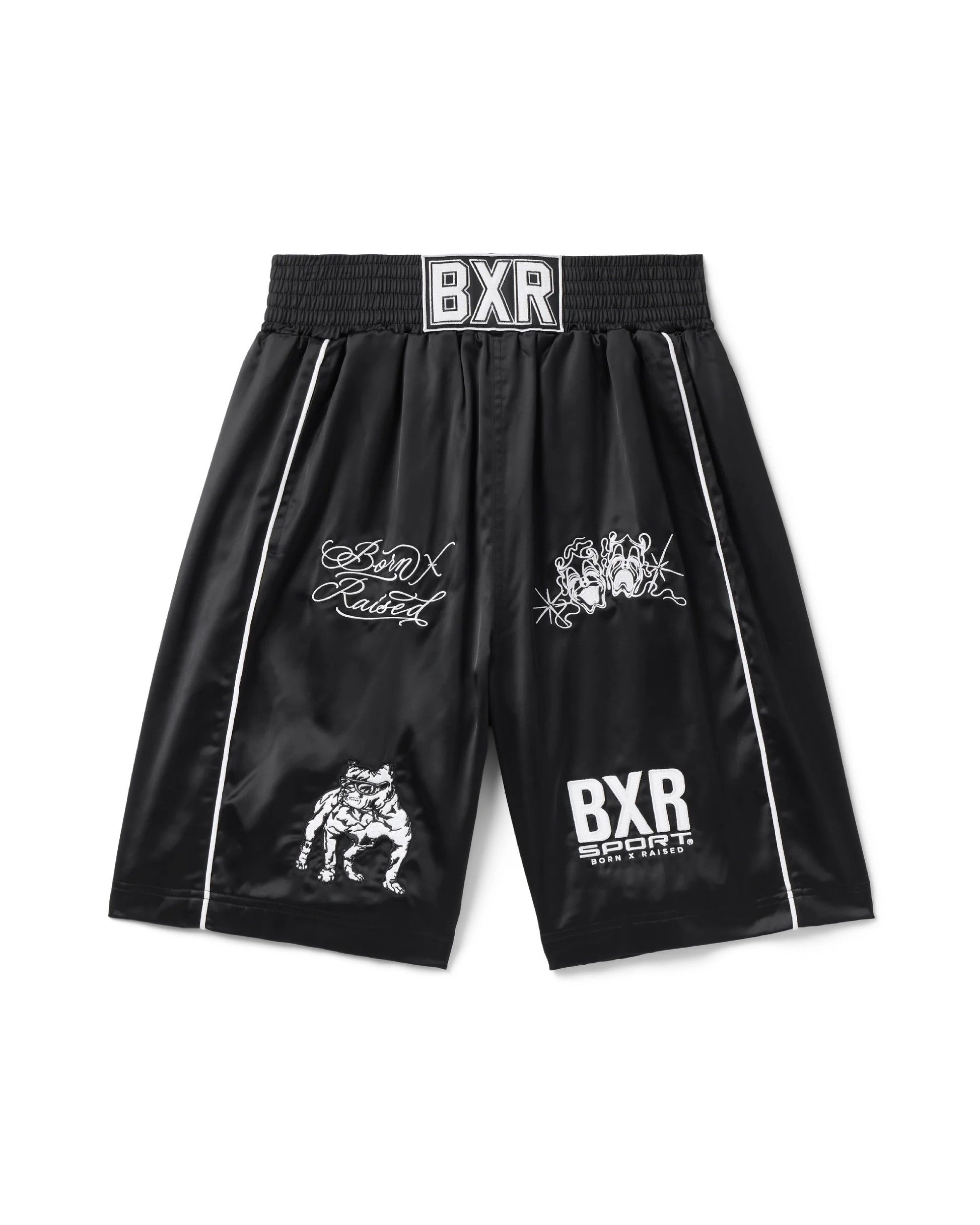Born X Raised Satin Boxing Trunks - Black