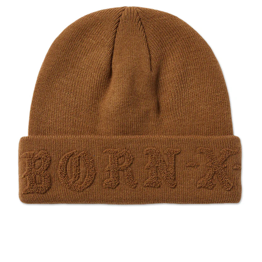 Born X Raised Tonal Knit Beanie - Brown