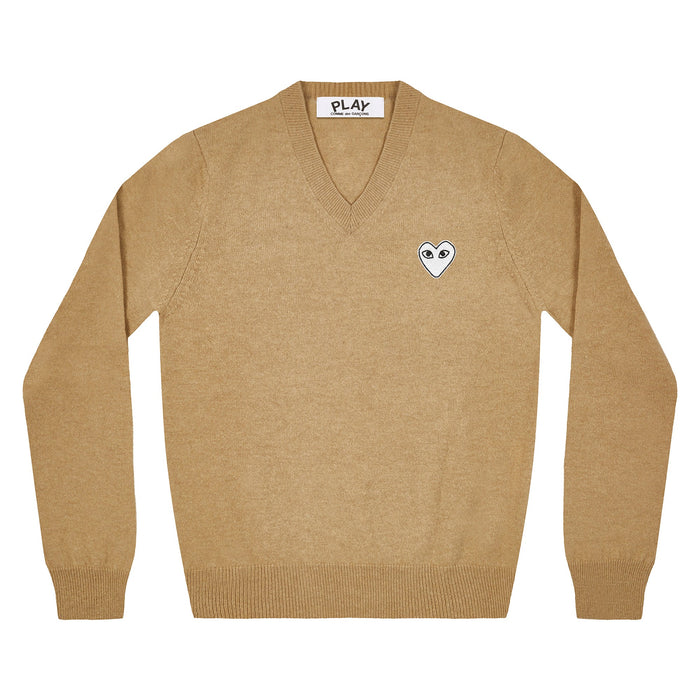 COMME des GARÇONS PLAY White Heart Patch Sweater - Natural