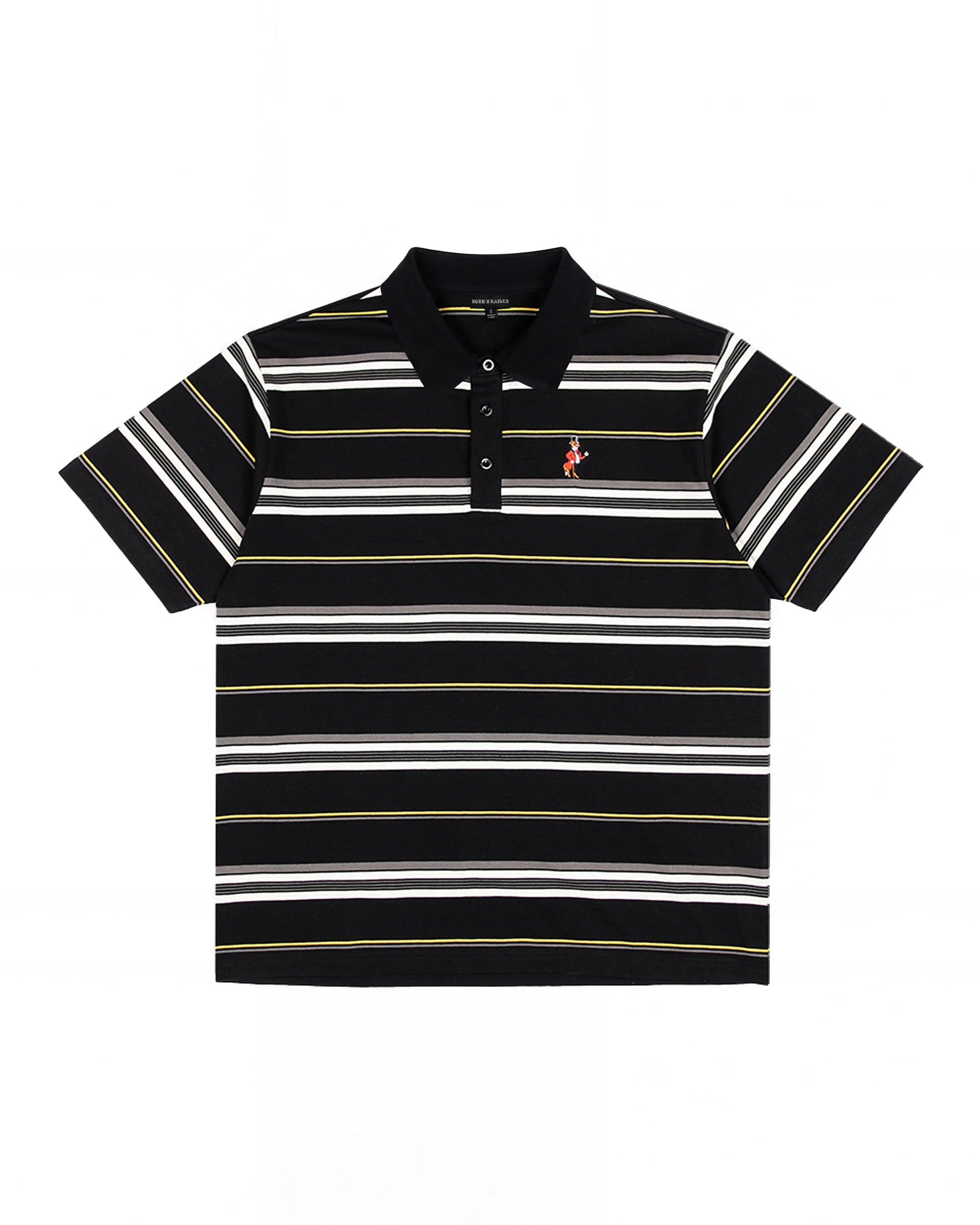 Born X Raised Charlie Brown Polo Shirt - Black/Gold/Cream