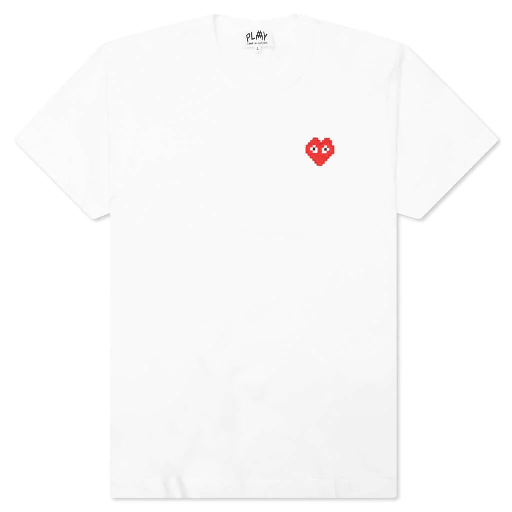 COMME des GARÇONS Play x Invader Pixel Heart T-Shirt White