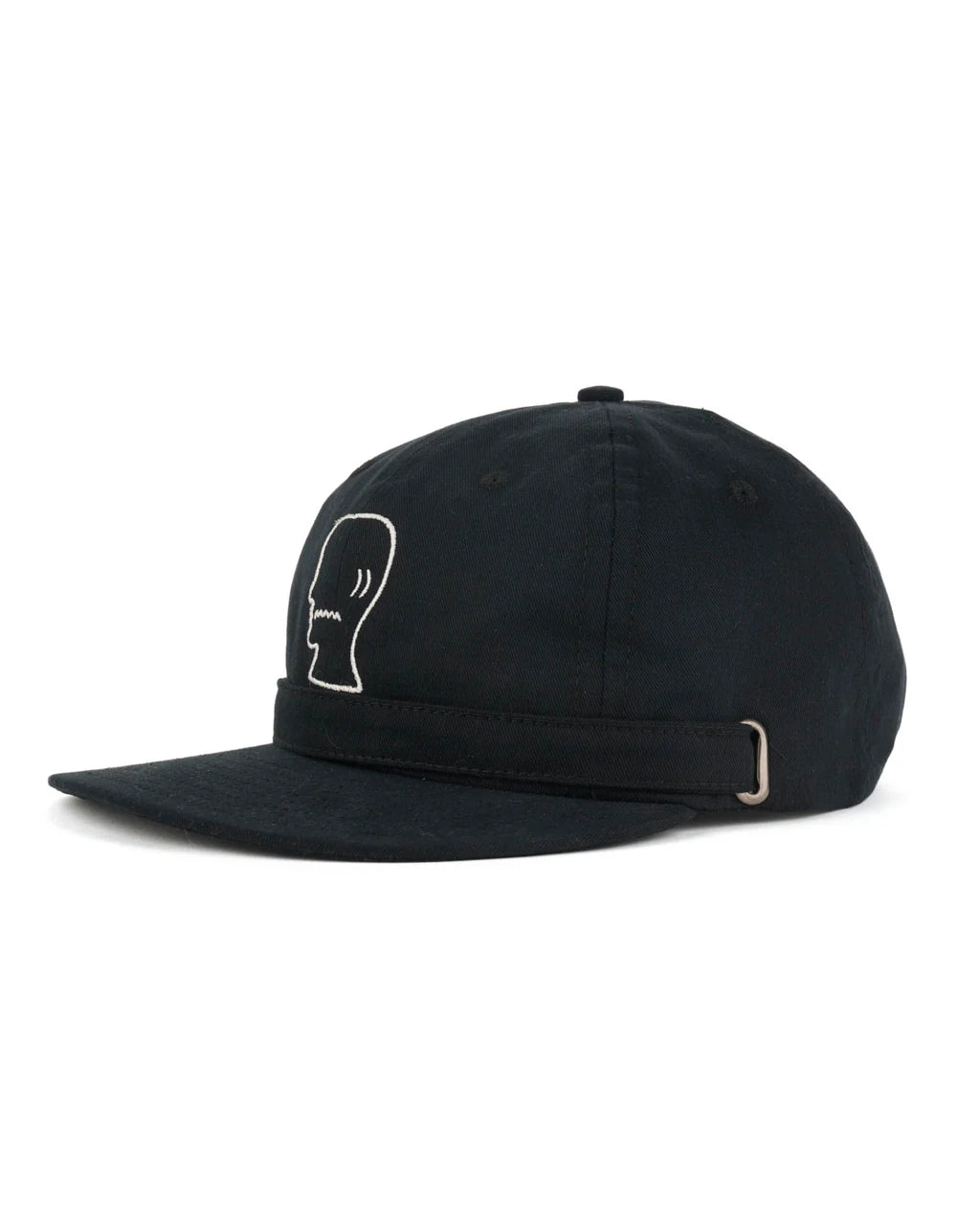 Brain Dead Extended Strap 6 Panel Logohead Hat - Black