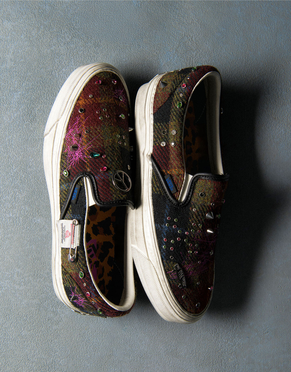 Men's Vans LX Classic Slip On 98 Harris Tweed - RED/MULTI