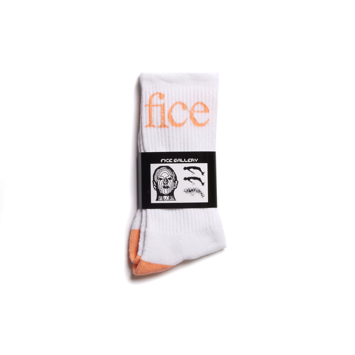 Fice Crew Socks - Peach/White