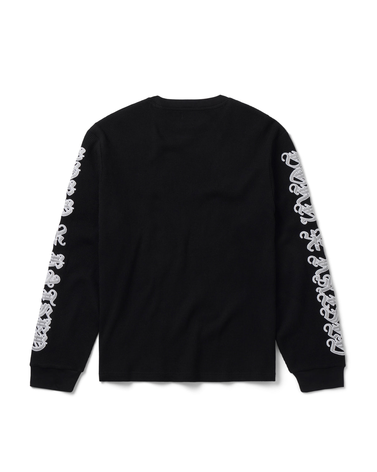 Born X Raised Gothic Embroidered Waffle Thermal - Black
