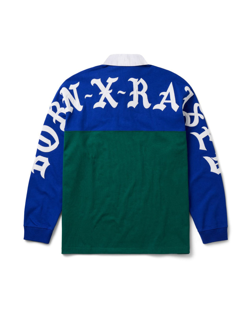 Born X Raised Color Blocked Rugby Shirt - Blue W/ Green