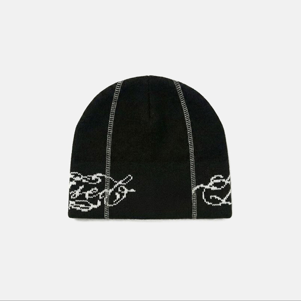 Born X Raised Fineline Skully Beanie - Black