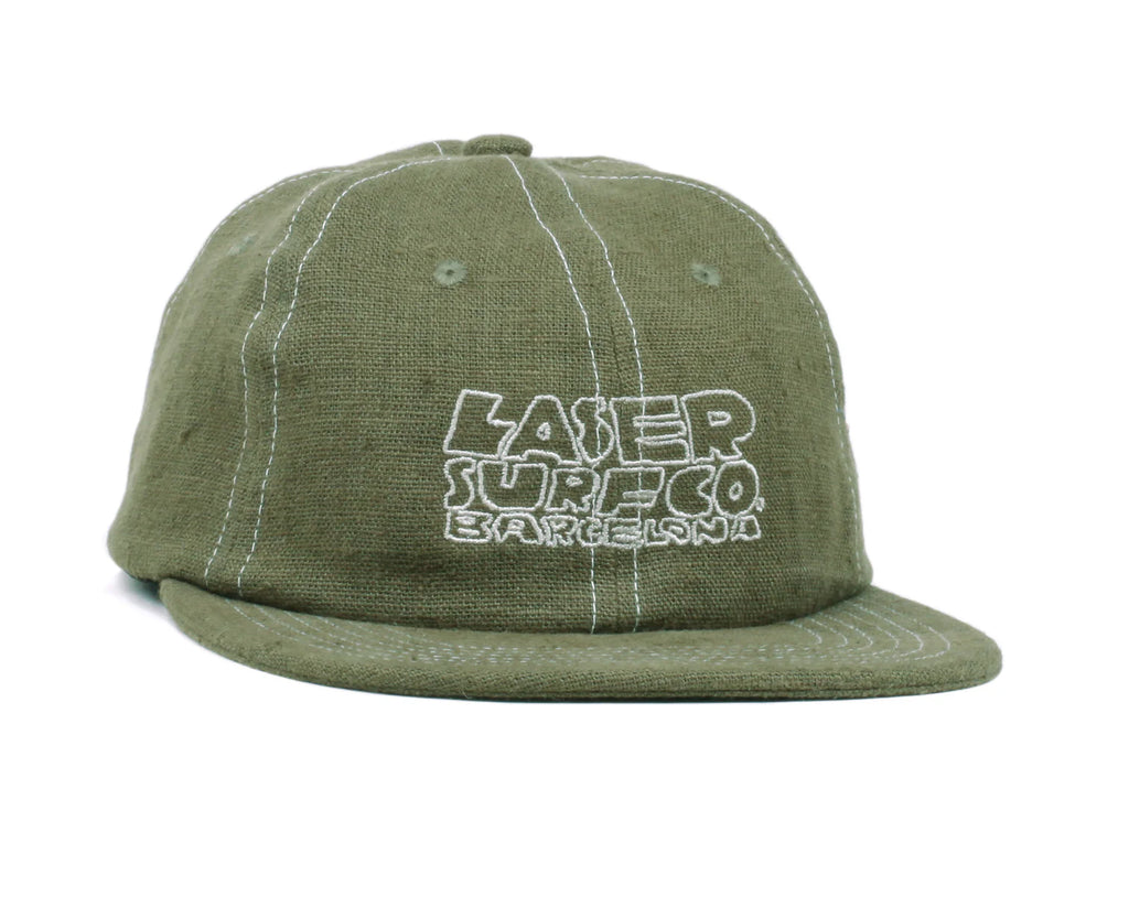Laser Surf Co. 6 Panel Linen Hat - Moss
