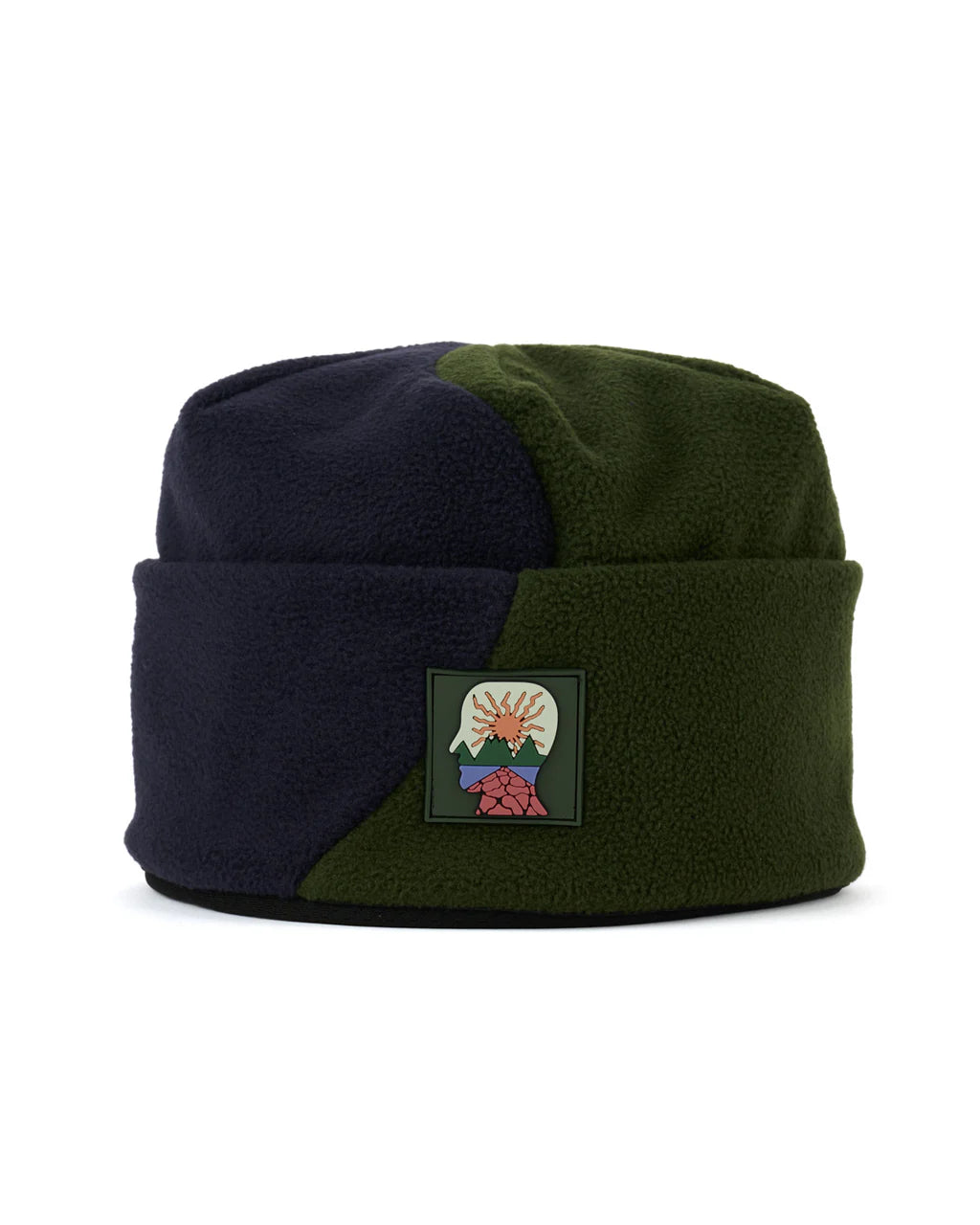 Brain Dead Organic Panel Polar Fleece Beanie - Navy/Olive