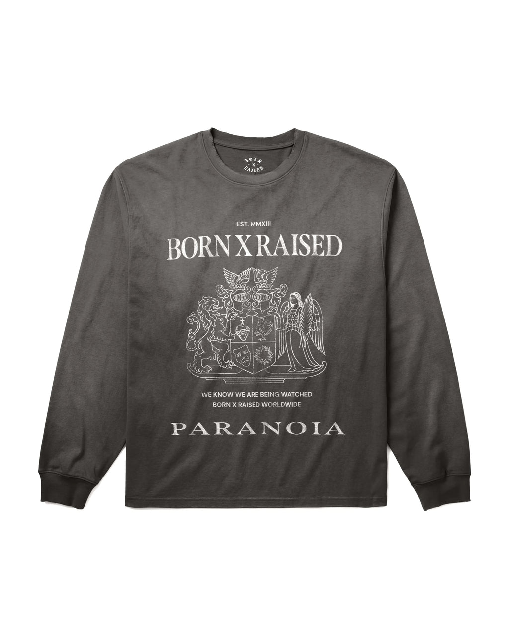 Born X Raised Paranoia Crest L/S Tee - Vintage Black