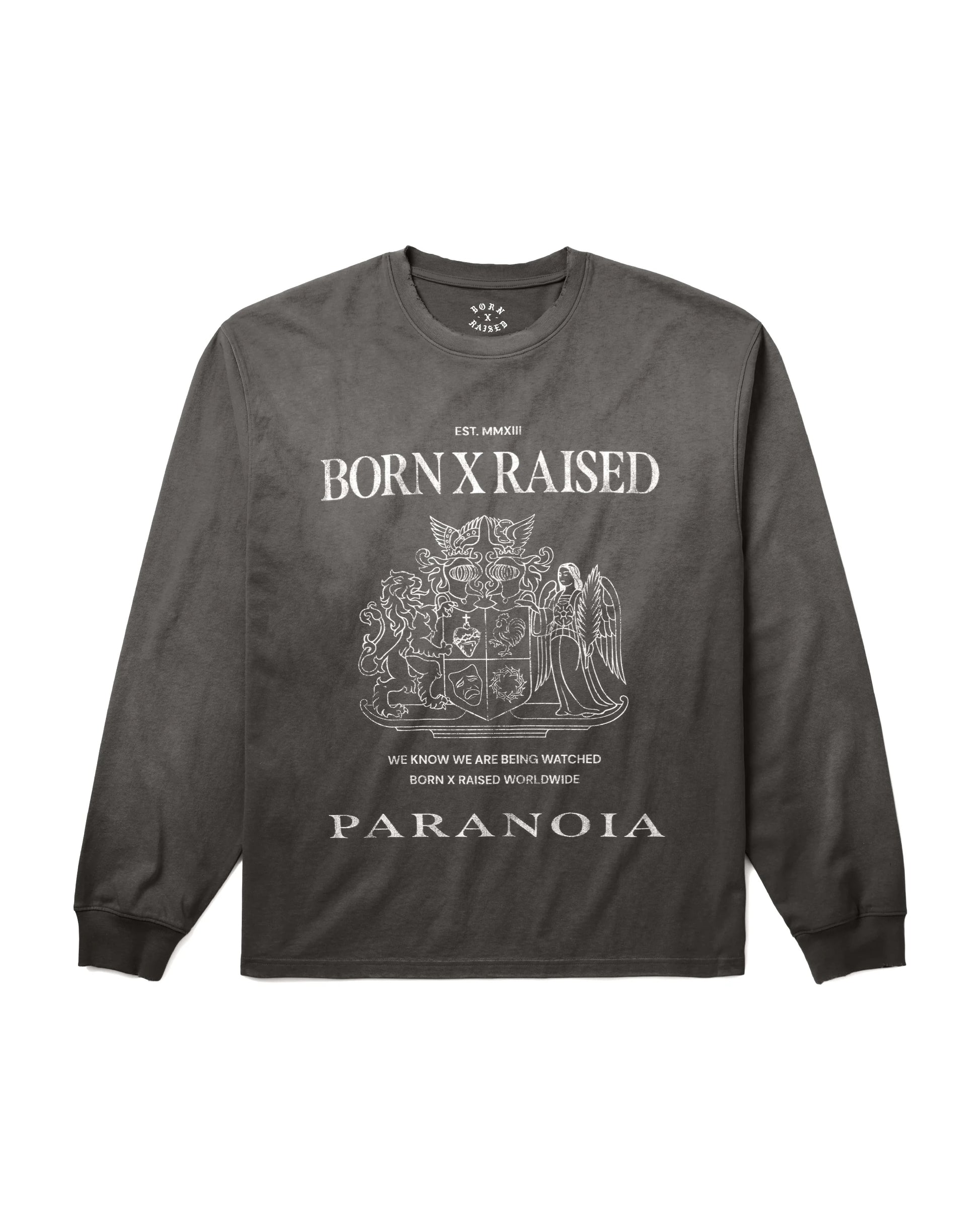 Born X Raised Paranoia Crest L/S Tee - Vintage Black