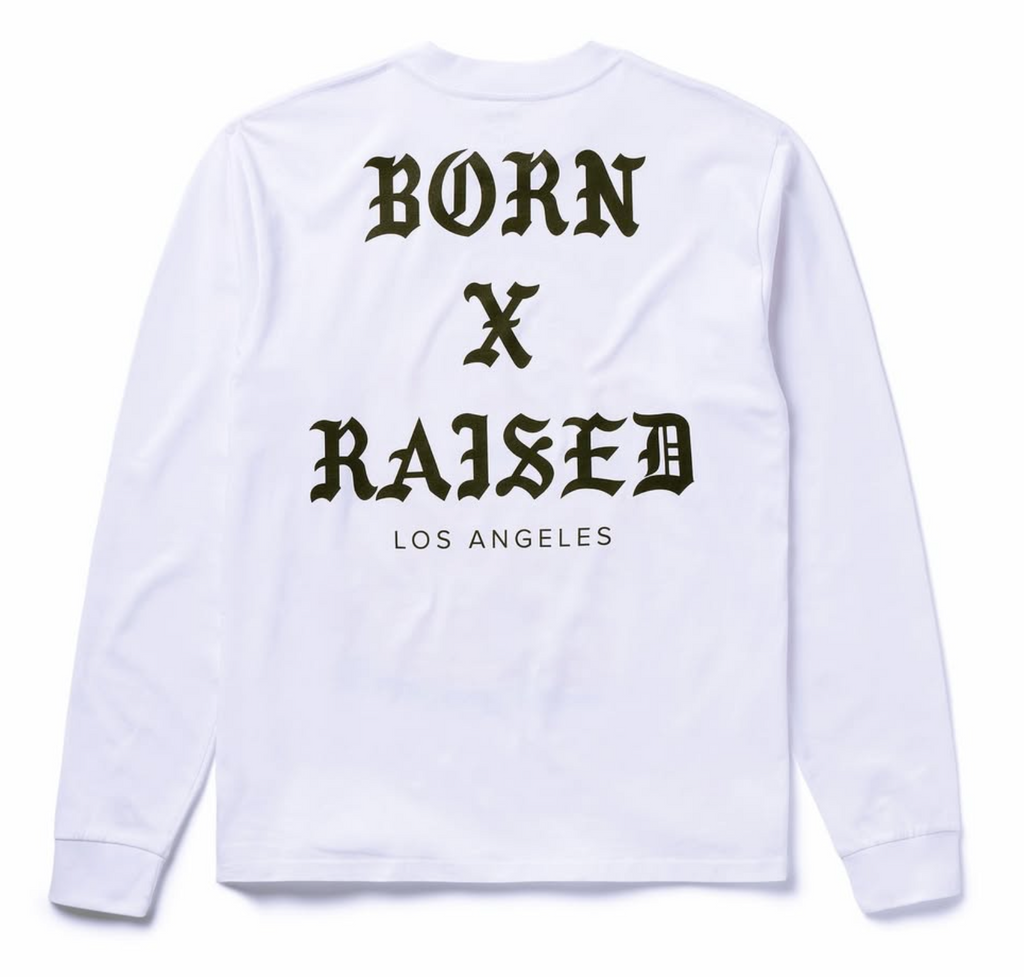 Born X Raised Kitty L/S Tee - White