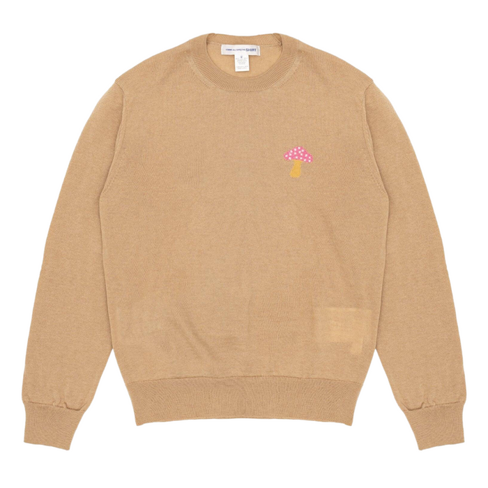 COMME des GAR ONS Shirt x Brett Westfall Knit Mushroom Sweater Beige