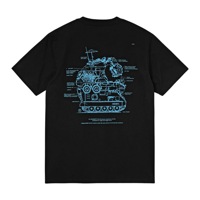 Men's Carhartt WIP Blueprint T-Shirt - Black/Light Blue