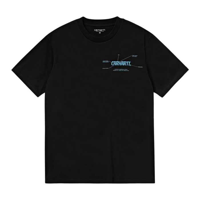 Men's Carhartt WIP Blueprint T-Shirt - Black/Light Blue