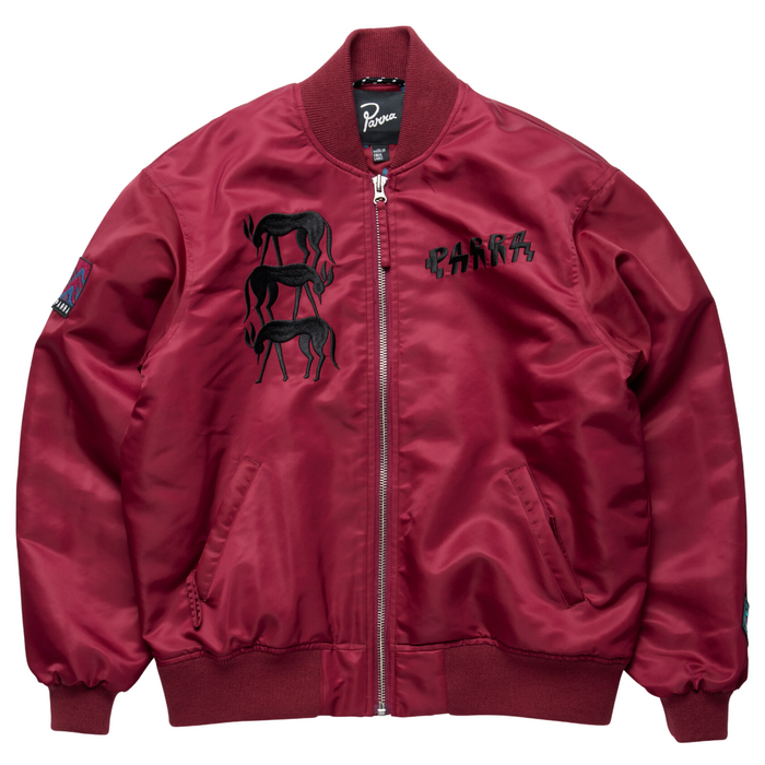Parra Stacked Pets Varsity Jacket - Deep Red