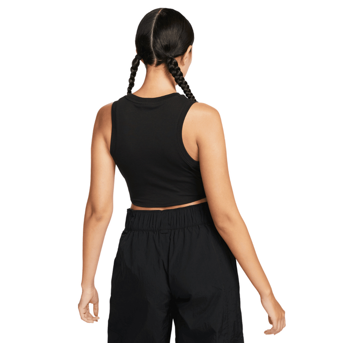 Women's Nike Sportswear Chill Knit Cropped Tank Top- Black/White