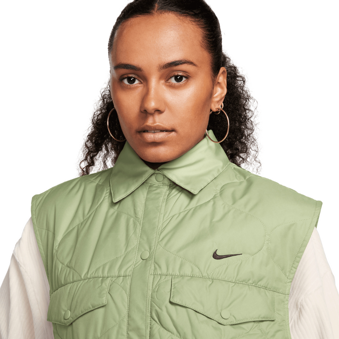 Women's Nike Sportswear Essential Quilted Vest - Oil Green/Black