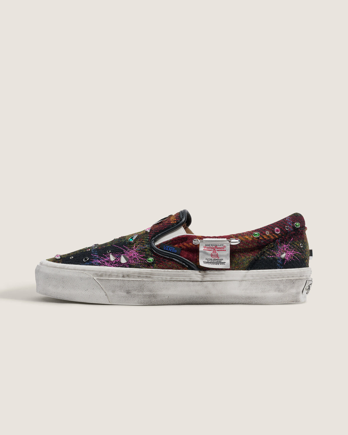 Men's Vans LX Classic Slip On 98 Harris Tweed - RED/MULTI