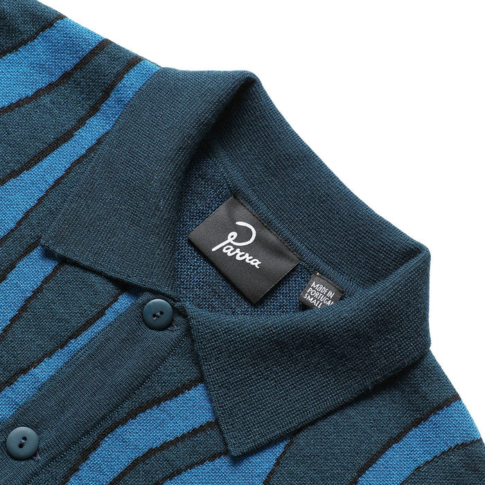 Parra Aqua Weed Waves Knitted Polo Shirt - Multi