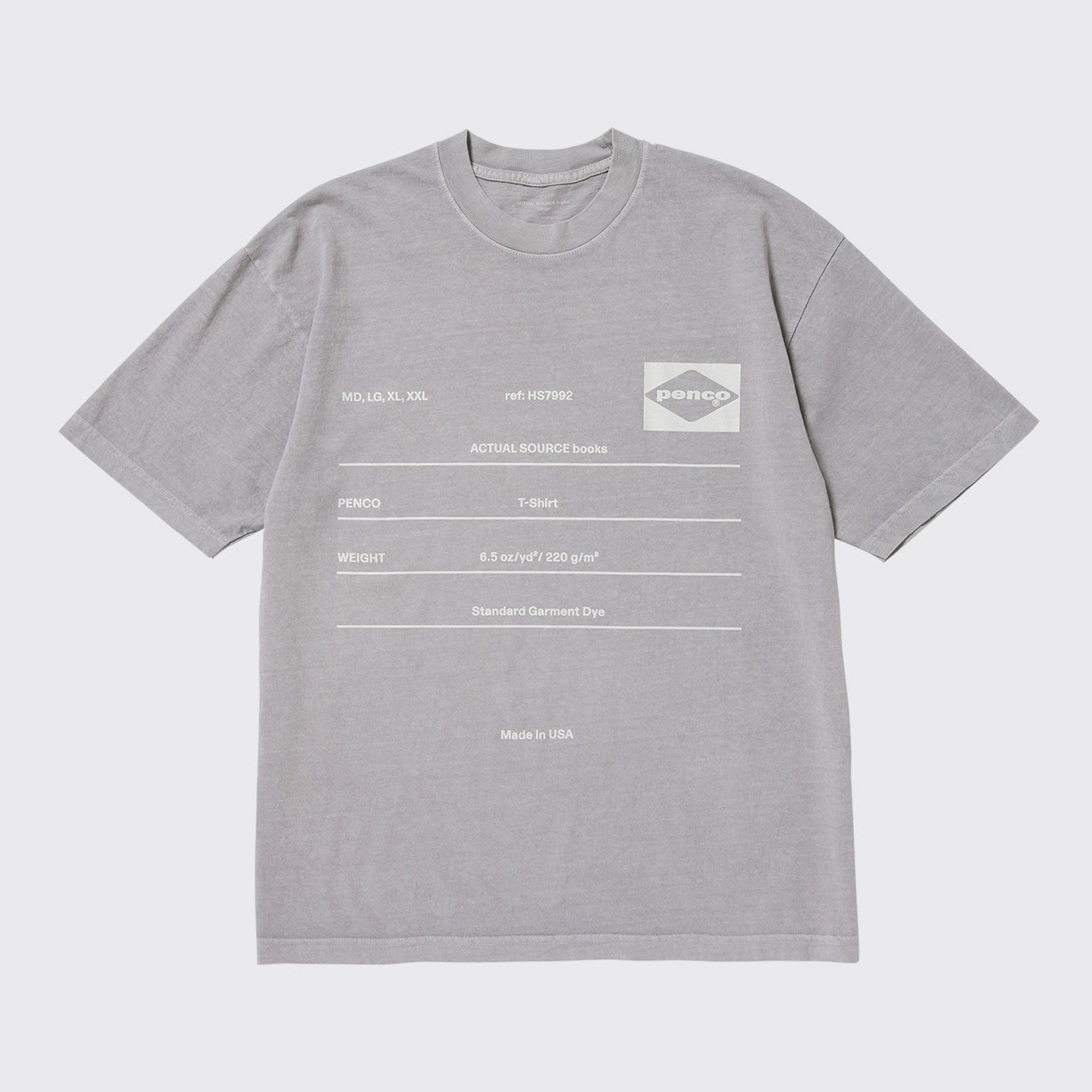 HS7992 Tee Short Sleeve Actual Source + Penco - Grey