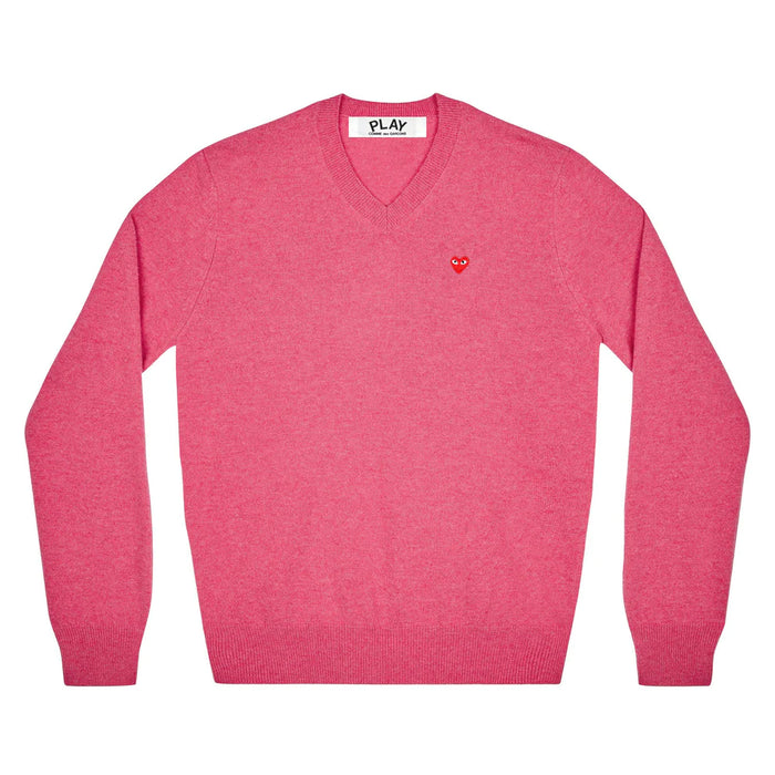 COMME des GARÇONS Small Heart V Neck Sweater - Pink