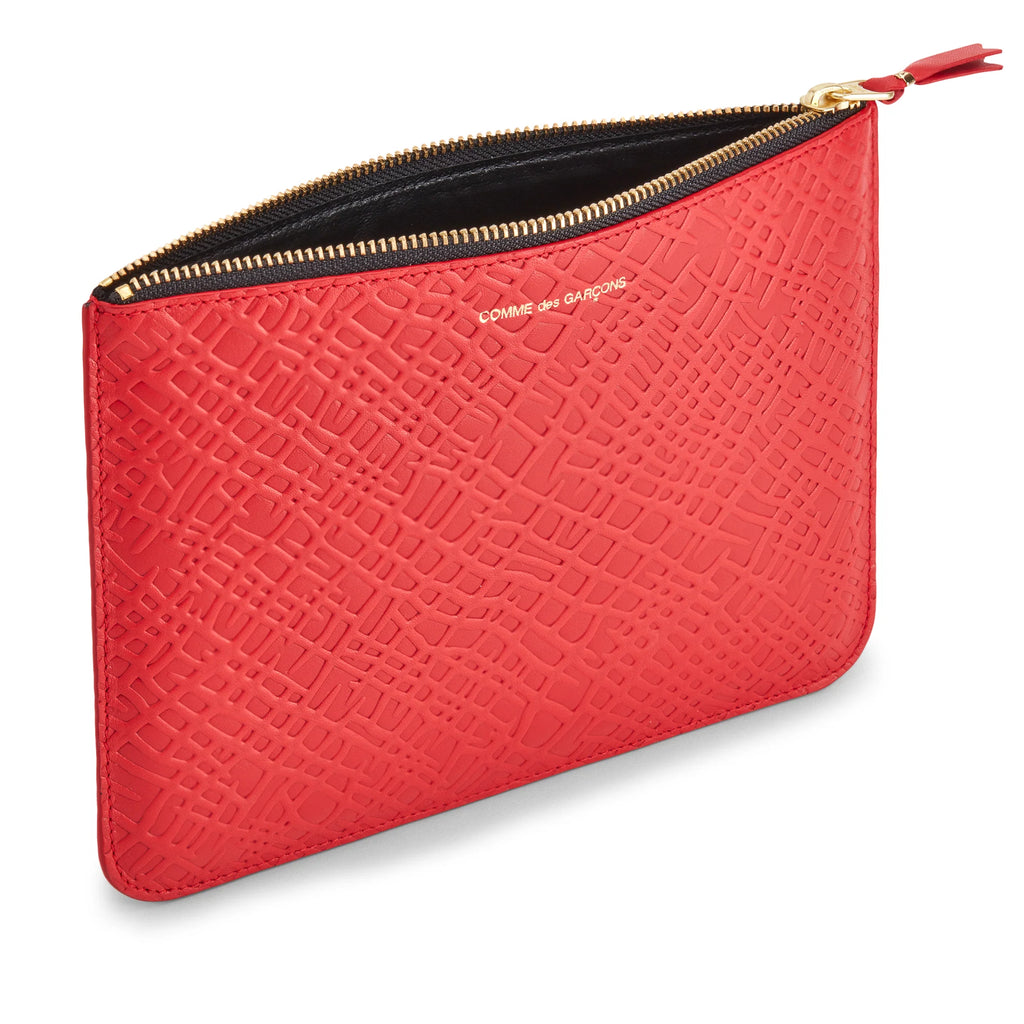 COMME des GARÇONS Embossed Roots Large Zip Pouch - Red
