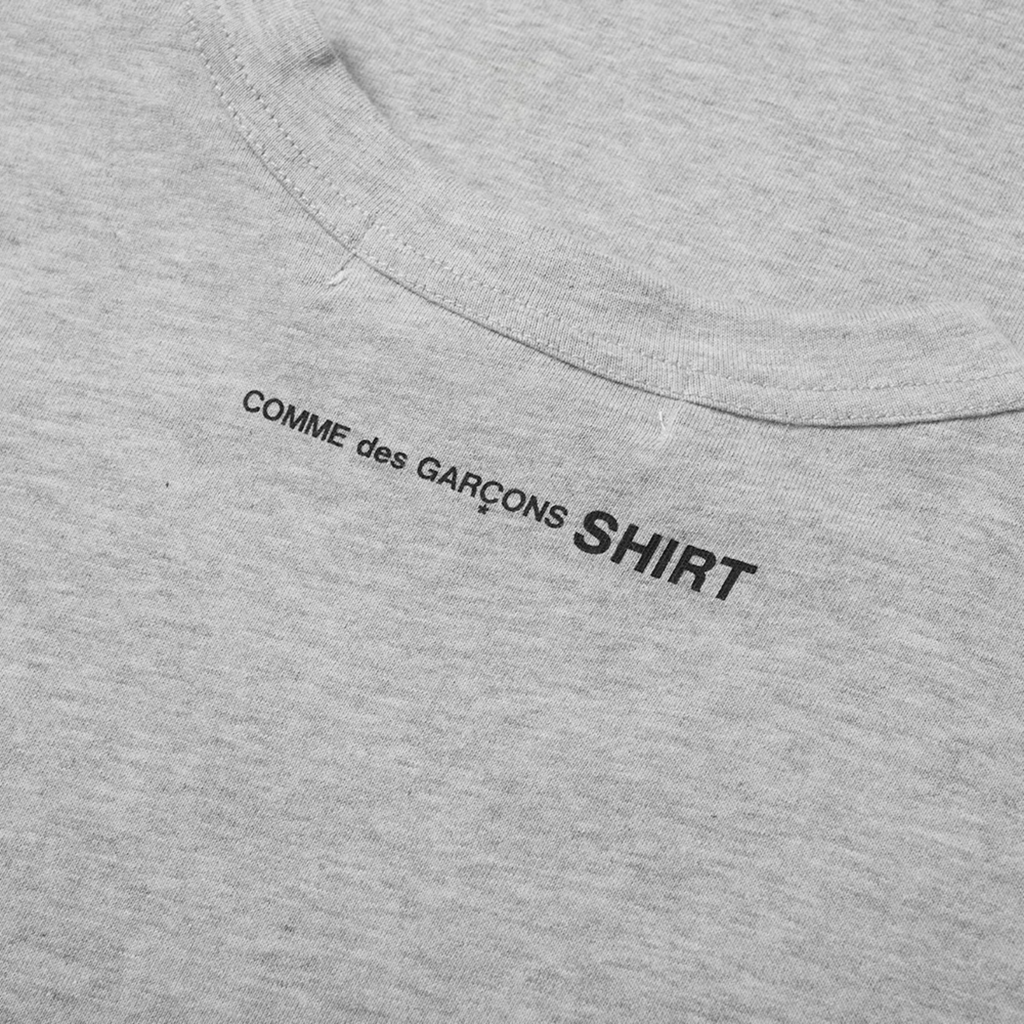 COMME des GARÇONS SHIRT Small Logo Back Long Sleeve Tee - Heather Grey