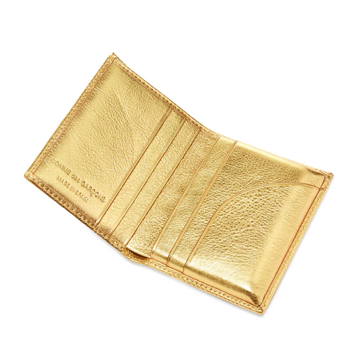 COMME des GARÇONS WALLETS Gold Line Bi-Fold Leather Wallet - Gold